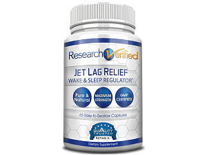 bottle of Research Verified's Jet Lag Relief