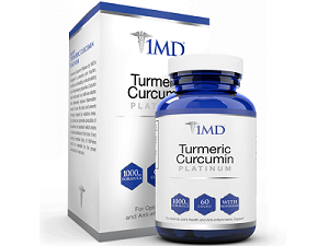 bottle of 1MD Turmeric Curcumin Platinum