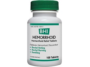 bottle of MediNatura BHI Hemorrhoid Relief Tablets