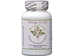 bottle of Moringa For Life Energy Capsules