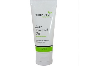 bottle of Pureauty Naturals Scar Removal Gel