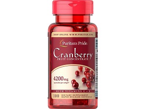 bottle of Puritan's Pride Cranberry Fruit Concentrate with C & E