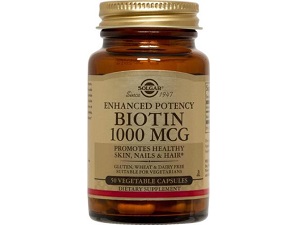 bottle of Solgar Enhanced Potency Biotin