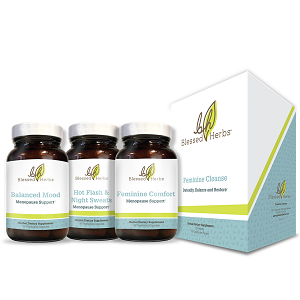 bottles of Blessed Herbs Natural Menopause Support Line