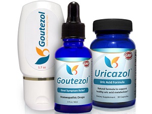 bottles of Goutezol and Uricazol Gout Treatment