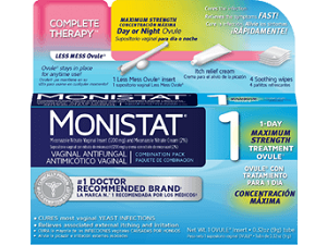 box of Monistat Complete Therapy Less Mess Ovule